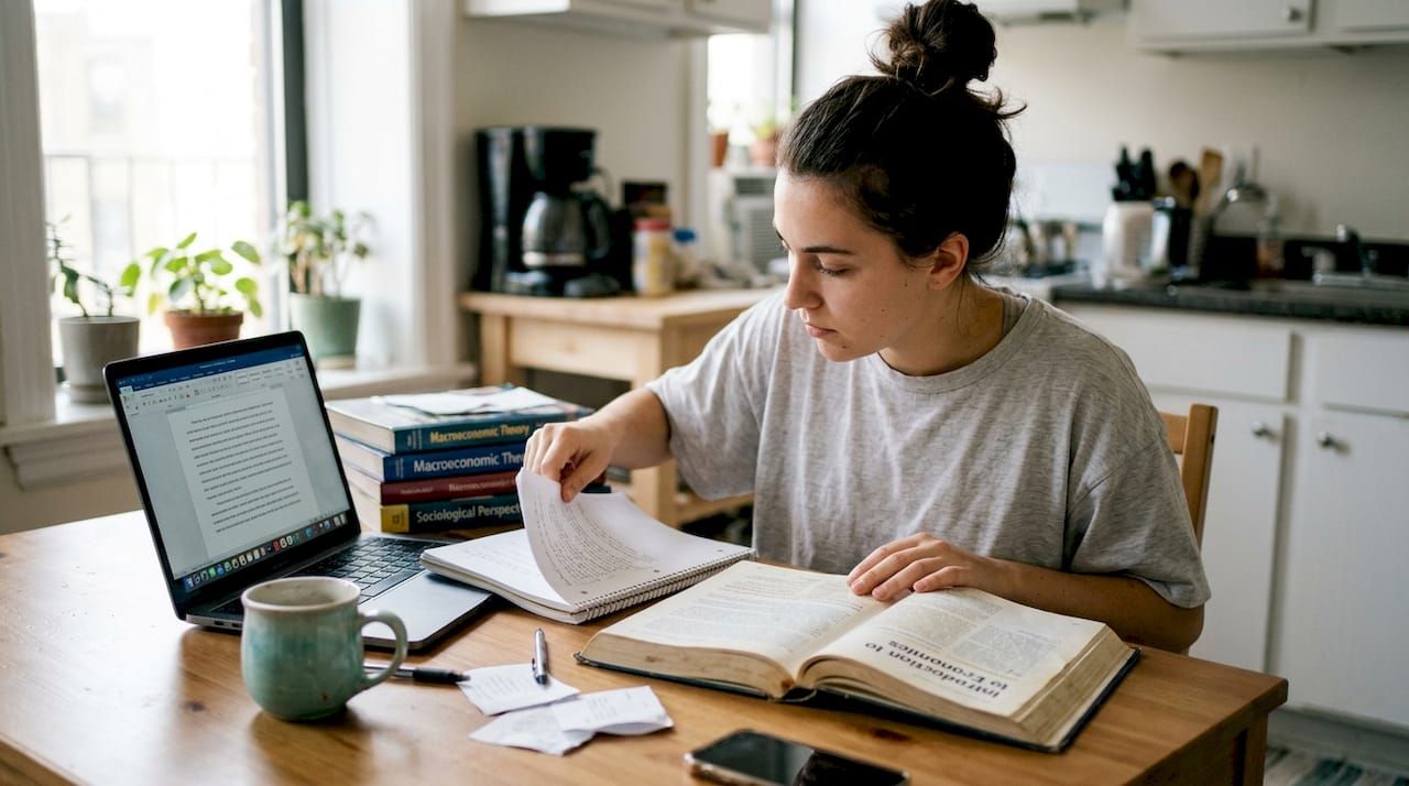 Student studying for accelerated degree at home